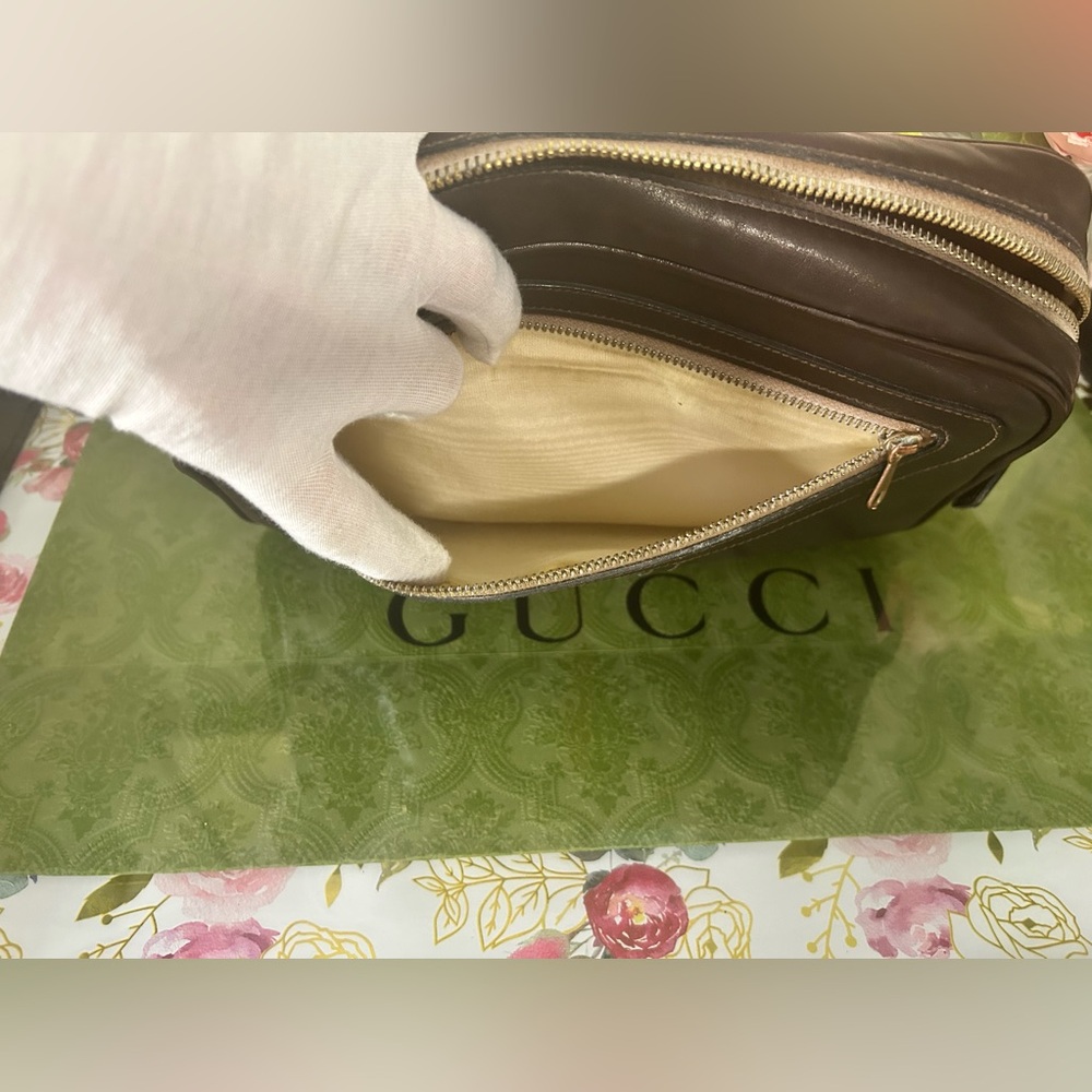 Gucci Vintage Sherry Line Dopp Kit Toiletry Rich Chocolate - Picture 10 of 11